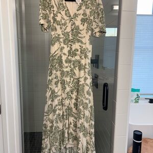 Bohme Green Floral Midi Dress